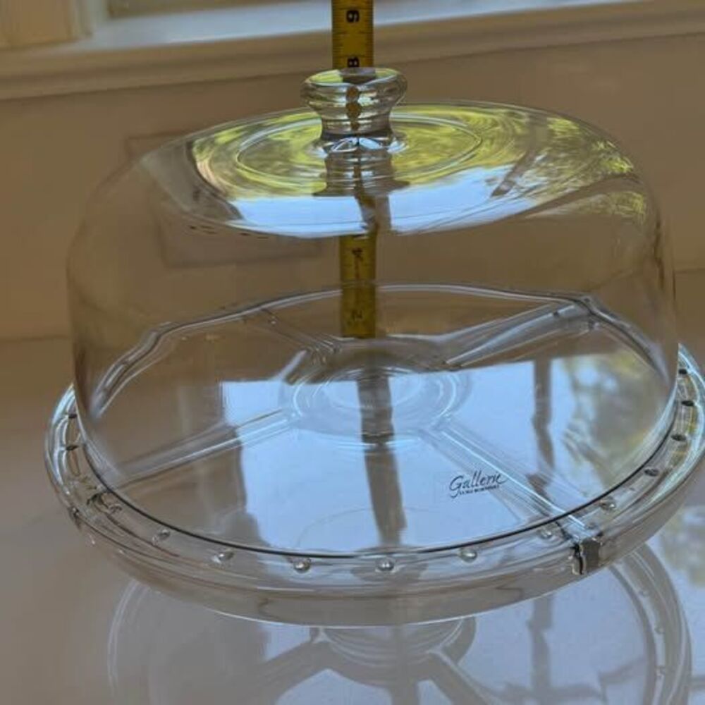 Vintage Luigi Bormioli Gallerie 4 in 1 Glass Cake Stand Lid Chip Dip tray bowl